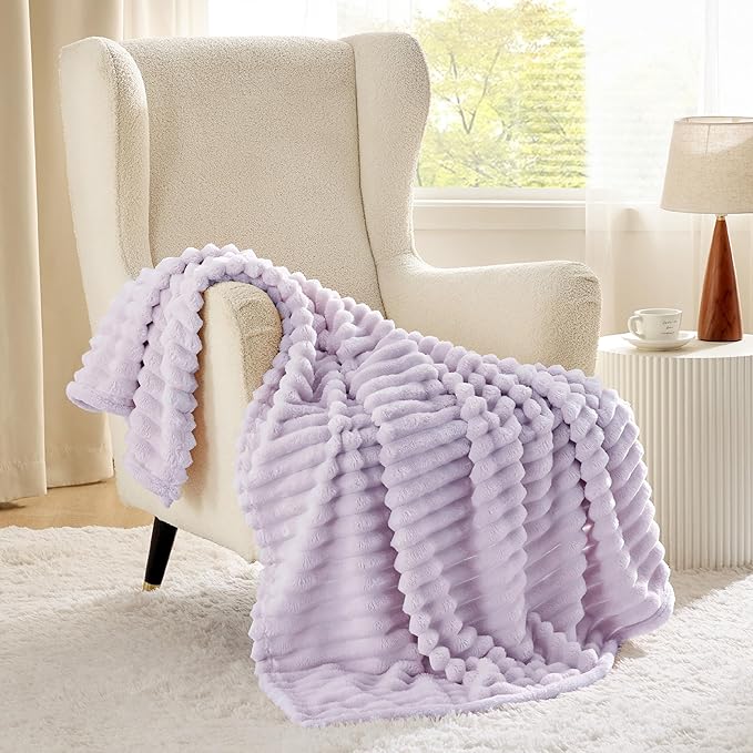 Bedsure GentleSoft Lavender Fog Twin Blanket for Bed - Cozy Soft Blankets for Women, Cute Large Throws for Girls, 66x90 Inches