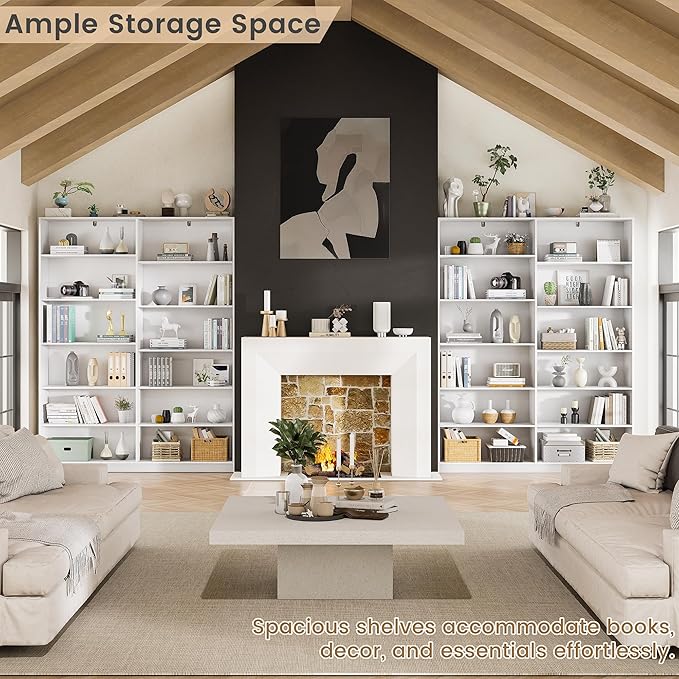 White Bookcase with 24 Open Shelves, 6 Tier Large Bookshelfs, 70.8 Inch Tall Bookshelf and Bookcases for Living Room, Bedroom, Home Office Library