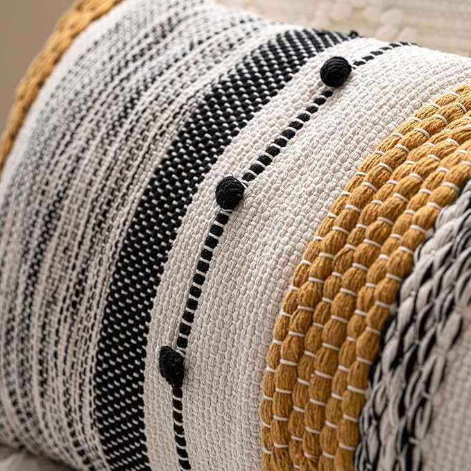 Fall Decorative Lumbar Throw Pillow Cover 14x24 Boho Yellow Mustard Accent Cushion for Couch Sofa Farmhouse Pillowcase for Bedroom Living Room Home Décor Cover ONLY