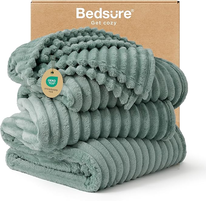 Bedsure GentleSoft Large Fleece Blanket for Bed - Cozy Soft Throw Blankets for Women, Cute Large Throws for Girls, Sage Green, 120x120 Inches