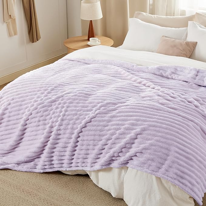 Bedsure GentleSoft Lavender Fog California King Size Blanket for Bed - Cozy Soft Blankets for Women, Cute Small Fleece Throws for Girls, Birthday Gifts for Women, 102x96 Inches