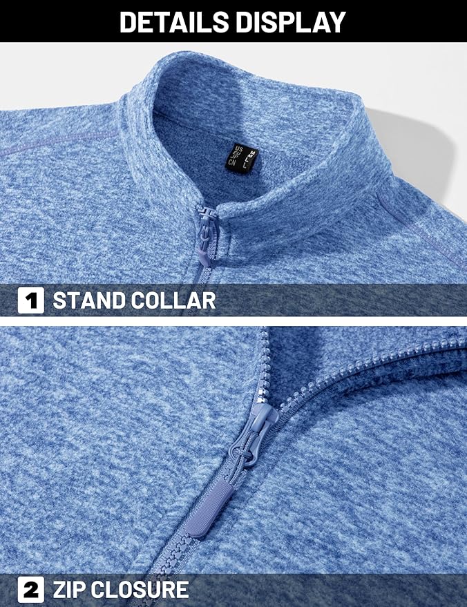 TACVASEN Men's Fleece Jackets Full Zip Lightweight Jacket Casual Soft Warm Coats with Pockets