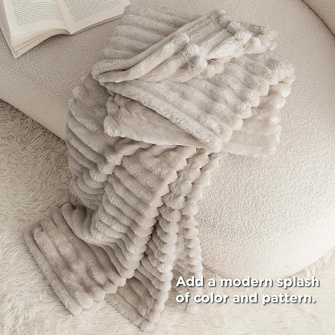 Bedsure GentleSoft Throw Blanket for Couch - Cozy Soft Blankets for Women, Cute Small Fleece Throws for Girls, Linen, 50x70 Inches