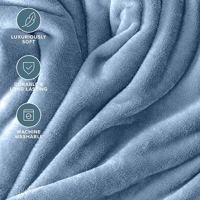 Bare Home Fleece Blanket - Twin/Twin Extra Long - Ultra-Soft Lightweight for Bed, Sofa, and Couch - Luxury Microplush - Cozy Warm Blanket (Twin/Twin XL, Coronet Blue)