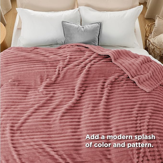 Bedsure GentleSoft Dusty Pink California King Size Blanket for Bed - Cozy Soft Blankets for Women, Cute Small Fleece Throws for Girls, Birthday Gifts for Women, 102x96 Inches
