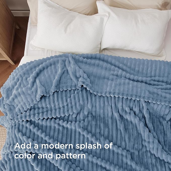 Bedsure GentleSoft Blue California King Size Blanket for Couch - Cozy Soft Blankets for Women, Cute Small Fleece Throws for Girls, Birthday Gifts for Women, Ashley Blue, 102x96 Inches