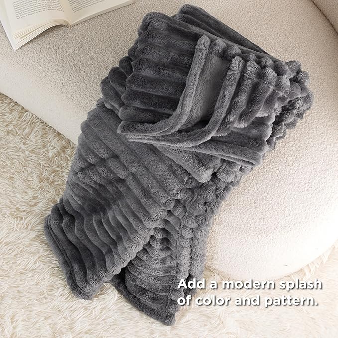 Bedsure GentleSoft Gray Twin Blanket for Bed - Super Soft Cozy Blankets for Women, Cute Large Blanket for Girls, 66x90 Inches