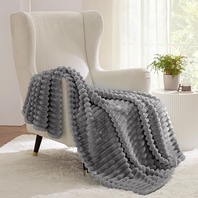 Bedsure GentleSoft Frost Gray Twin Blanket for Bed - Cozy Soft Blankets for Women, Cute Large Throws for Girls, 66x90 Inches