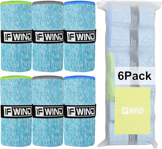 6 Pack Microfiber Gym Towels - Fast Drying Workout Accessories for Men & Women, Sports Exercise Fitness Gear, Tennis Towels for Body Hot Yoga