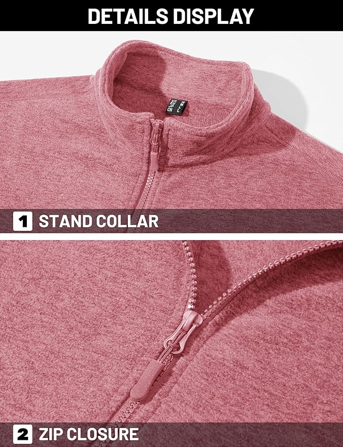 TACVASEN Men's Fleece Jackets Full Zip Lightweight Jacket Casual Soft Warm Coats with Pockets