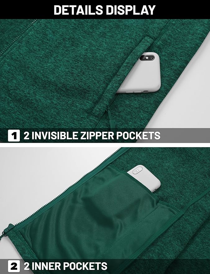 TACVASEN Men's Fleece Jackets Full Zip Lightweight Jacket Casual Soft Warm Coats with Pockets