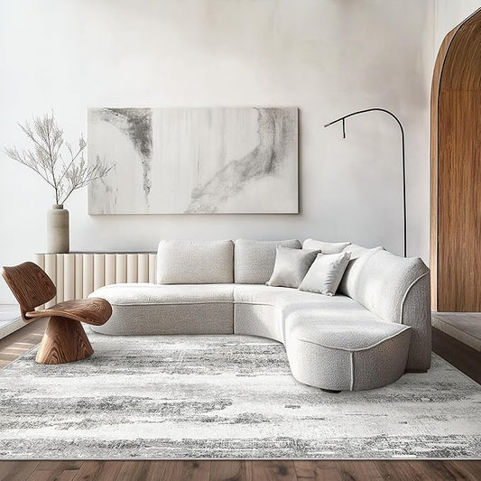 Area Rugs 8x10 for Living Room Bedroom Machine Washable Large Gray Area Rug Abstract Soft Throw Rug, Indoor Floor Cover, Lightweight Non Slip Backing Thin Rug