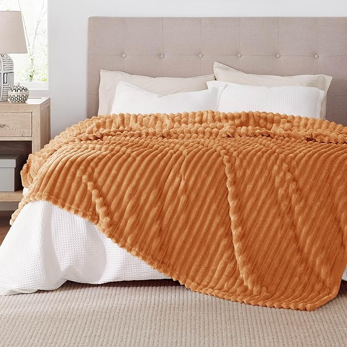 Bedsure GentleSoft Burnt Orange California King Size Blanket for Couch - Cozy Soft Fall Blankets for Women, Cute Small Fleece Throws for Girls, 102x96 Inches