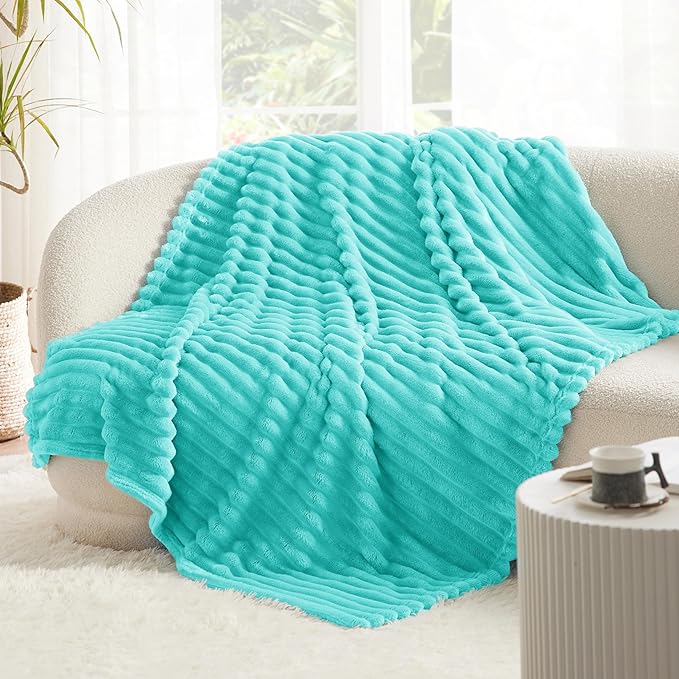 Bedsure GentleSoft Blue Fog Fleece Blanket for Couch - Cozy Soft Blankets for Women, Cute Small Throws for Girls, 50x60 Inches