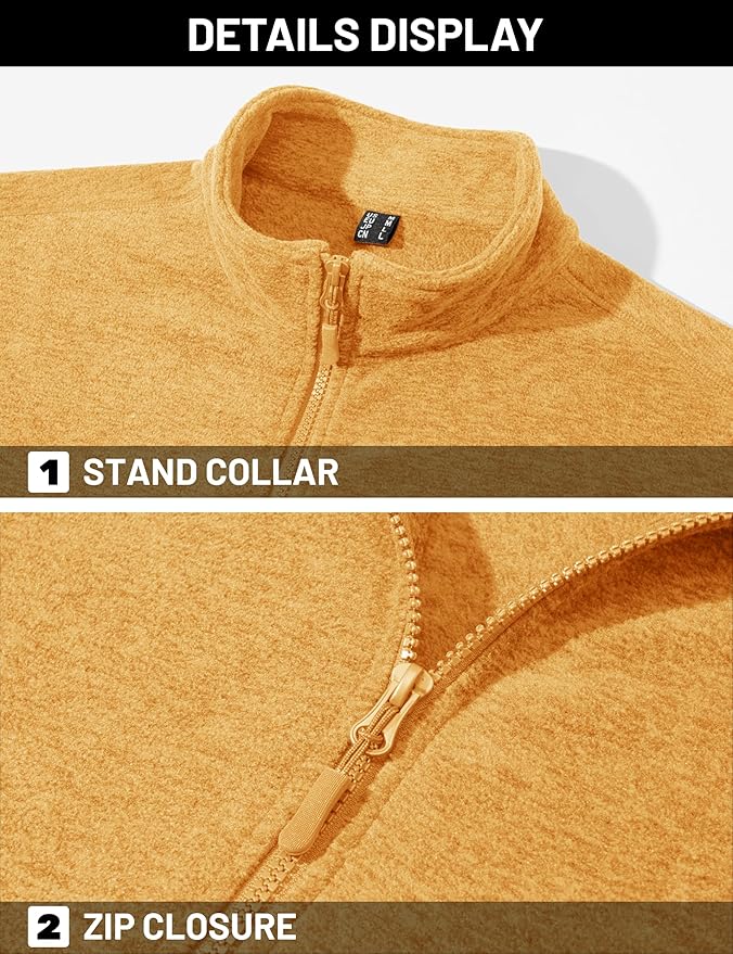 TACVASEN Men's Fleece Jackets Full Zip Lightweight Jacket Casual Soft Warm Coats with Pockets