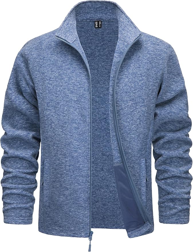 TACVASEN Men's Fleece Jackets Full Zip Lightweight Jacket Casual Soft Warm Coats with Pockets