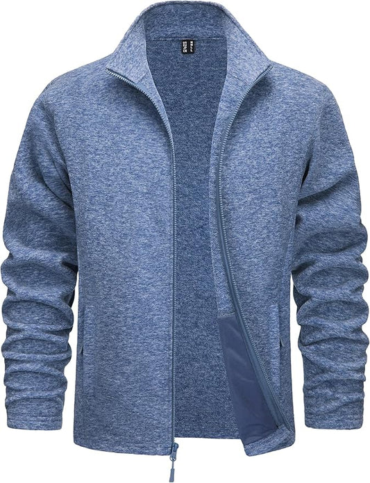 TACVASEN Men's Fleece Jackets Full Zip Lightweight Jacket Casual Soft Warm Coats with Pockets
