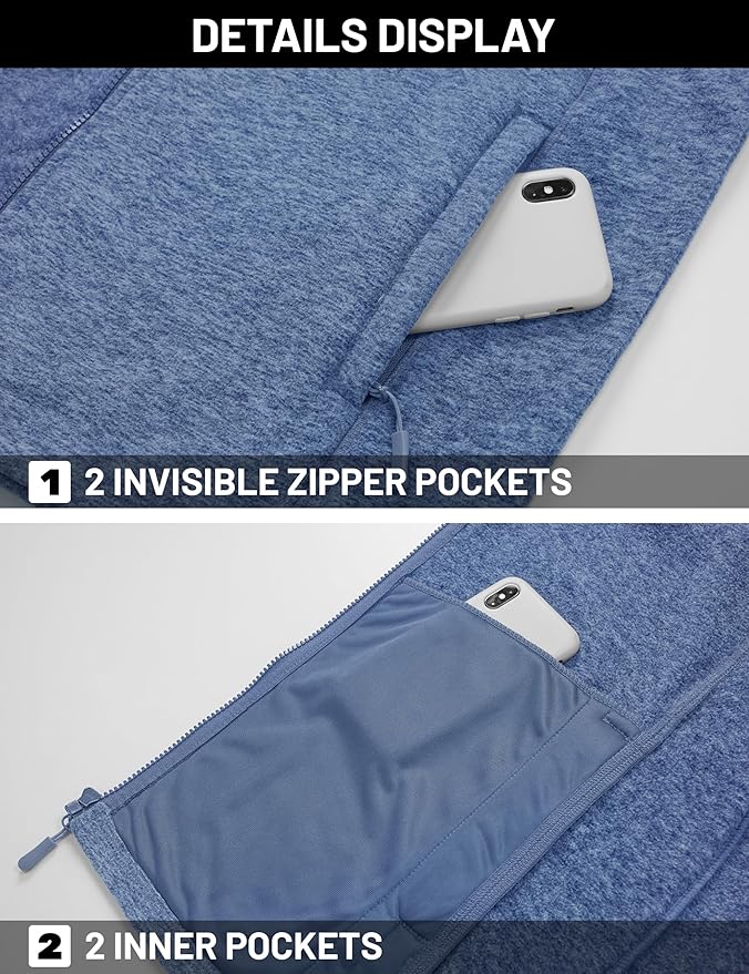 TACVASEN Men's Fleece Jackets Full Zip Lightweight Jacket Casual Soft Warm Coats with Pockets