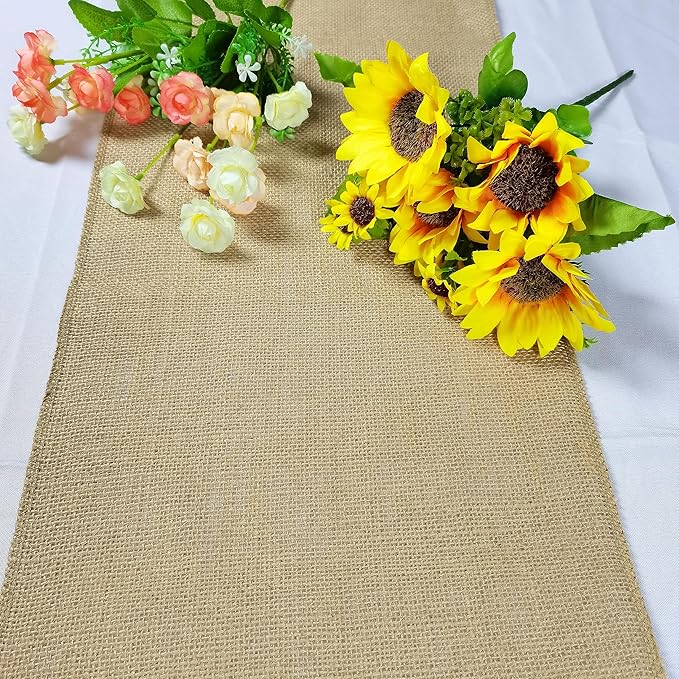 10 Pack 12 x 36 Inch Natural Burlap Table Runners,Rustic Jute Table Runner and Placemats Bulk for Western Wedding Table Decorations,Farmhouse Style Party,Holiday,Kitchen Table Decor