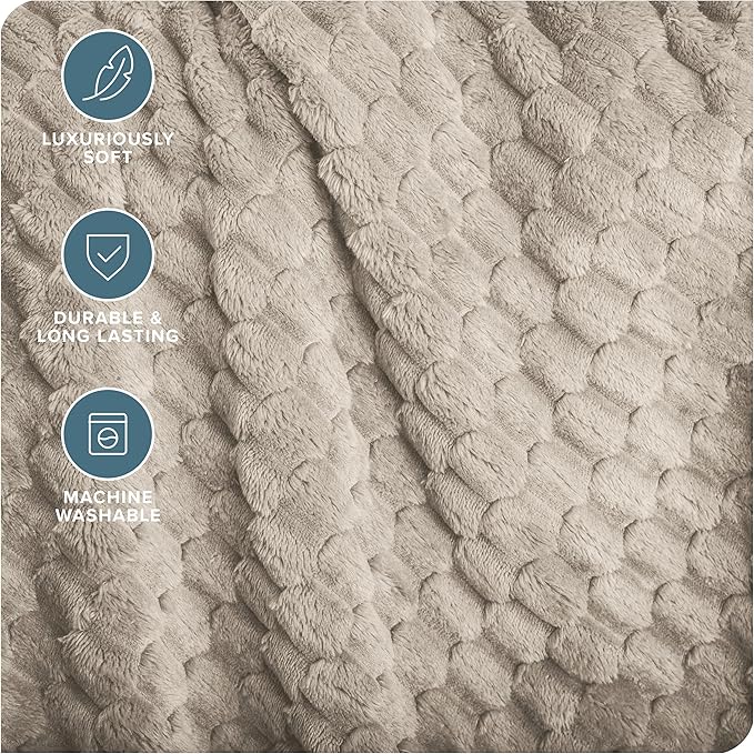 Bare Home Textured Fleece Blanket - Twin/Twin Extra Long - Ultra-Soft Lightweight for Bed, Sofa, and Couch - Luxury Microplush - Cozy Warm Blanket (Twin/Twin XL, Waffle Oyster)