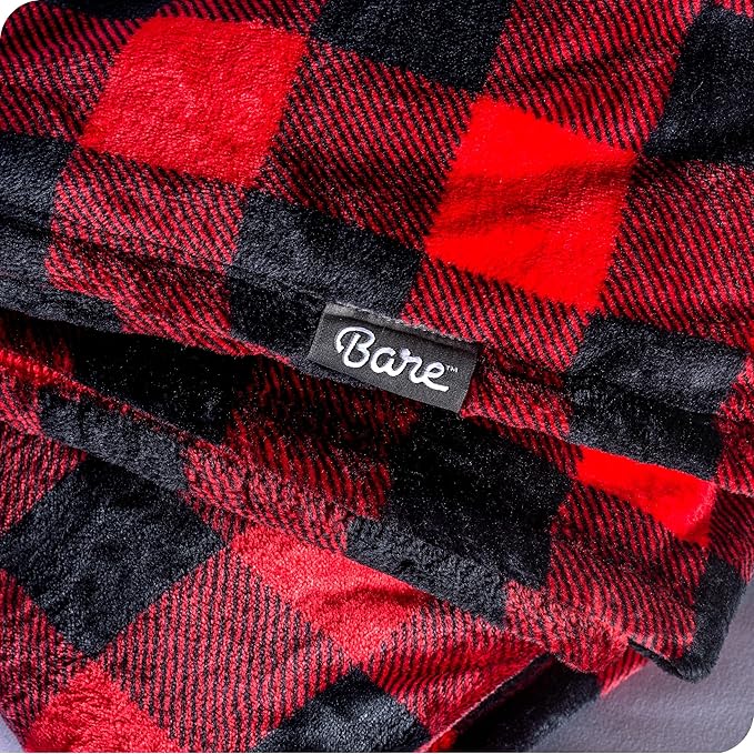 Bare Home Fleece Blanket - Full/Queen - Ultra-Soft Lightweight for Bed, Sofa, and Couch - Luxury Microplush - Cozy Warm Blanket (Full/Queen, Buffalo Plaid - Red/Black)